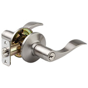 Wave Style Lever Entry Door Lock; Satin Nickel