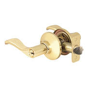 Wave Style Lever Storeroom Lock; Polished Brass, KW1
