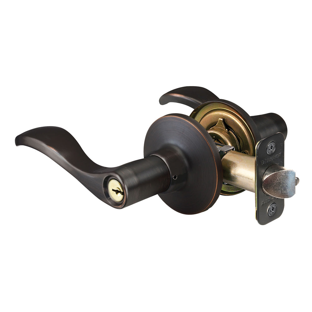 Wave Style Lever Storeroom Lock; Aged Bronze, SC1