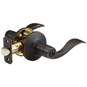 Wave Style Lever Bed and Bath Door Knob; Aged Bronze