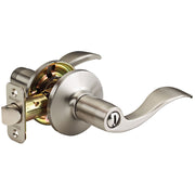 Wave Style Lever Bed and Bath Door Knob; Satin Nickel