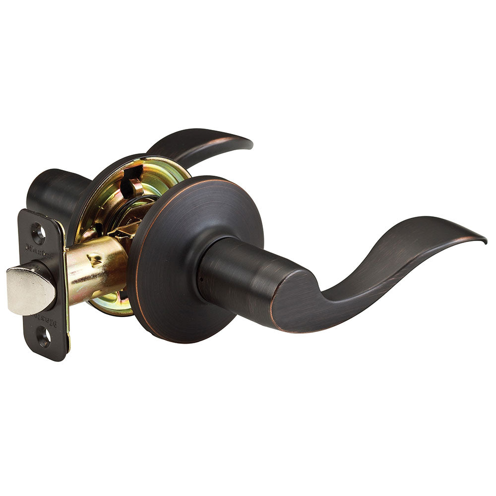 Wave Style Lever Hall and Closet Door Knob; Aged Bronze