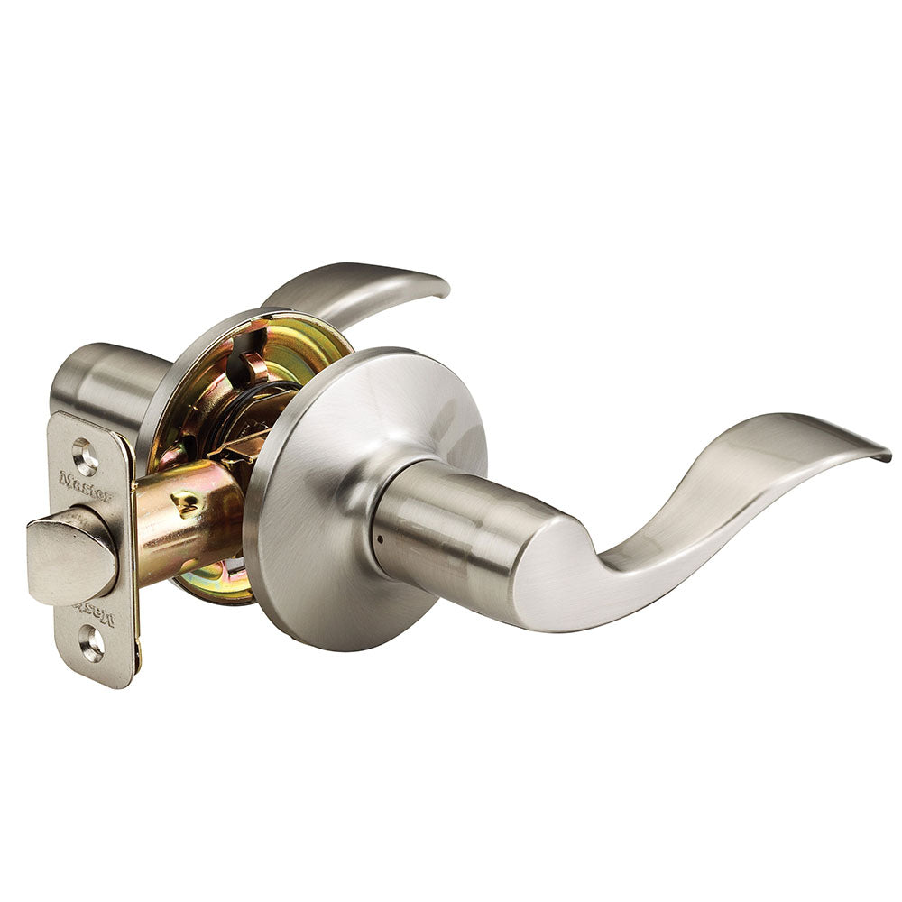 Wave Style Lever Hall and Closet Door Knob; Satin Nickel