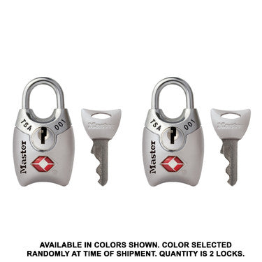 1in (25mm) Wide TSA-Approved Luggage Lock with Shrouded Shackle; Assorted Colors; 2-Pack