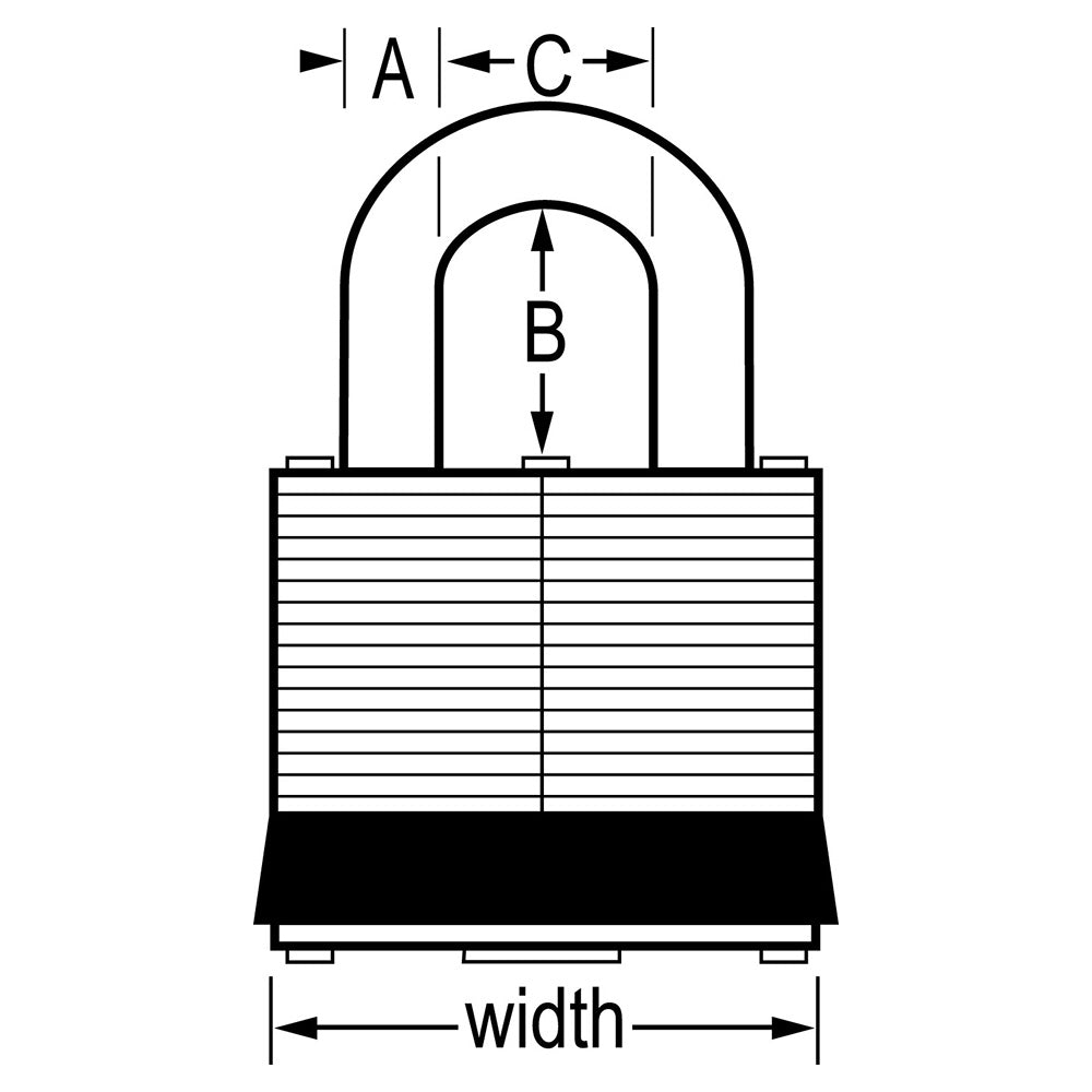 1-3/4in (44mm) Wide Laminated Steel Pin Tumbler Padlock with 2-1/2in (64mm) Shackle, Universal Pin