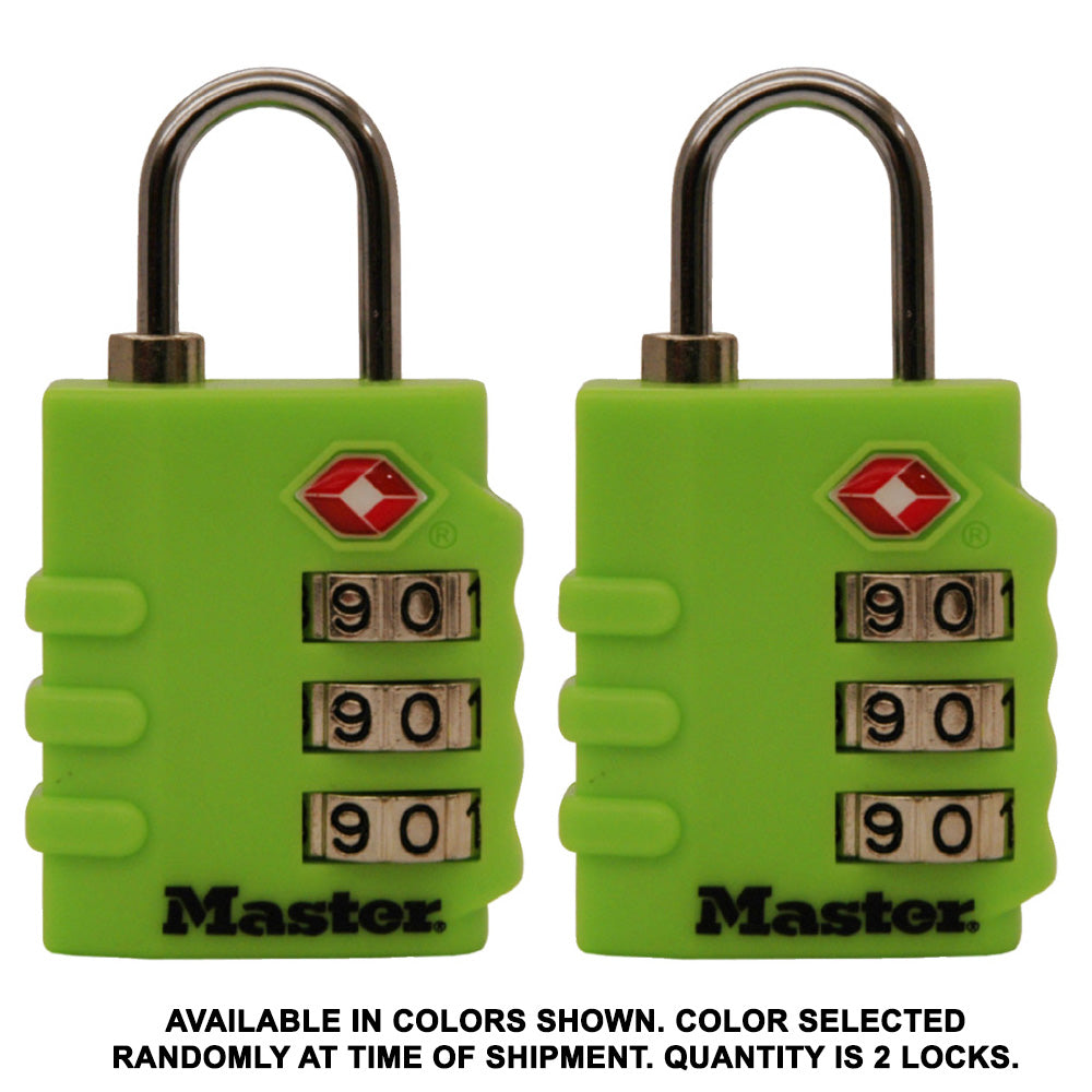 1-3/8in (35mm) Wide Set Your Own Combination TSA-Approved Luggage Lock; Assorted Colors; 2-Pack