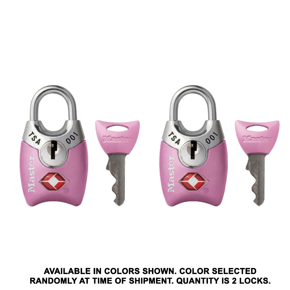 1in (25mm) Wide TSA-Approved Luggage Lock with Shrouded Shackle; Assorted Colors; 2-Pack