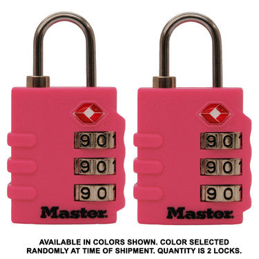 1-3/8in (35mm) Wide Set Your Own Combination TSA-Approved Luggage Lock; Assorted Colors; 2-Pack