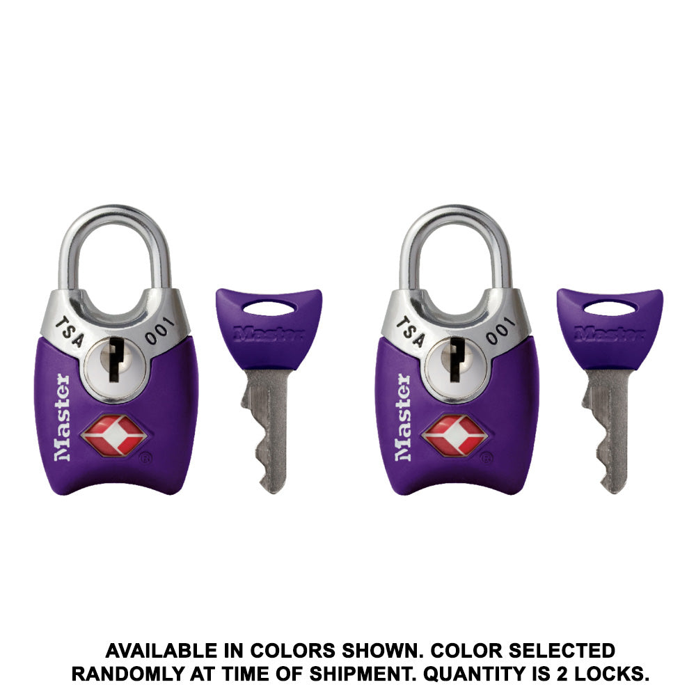 1in (25mm) Wide TSA-Approved Luggage Lock with Shrouded Shackle; Assorted Colors; 2-Pack