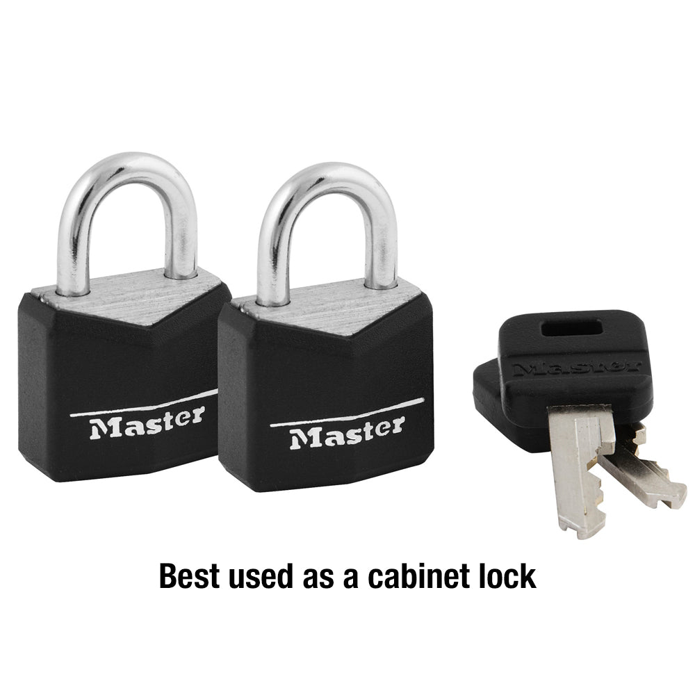 3/4in (19mm) Wide Covered Solid Body Padlock; 2-Pack