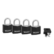 1-3/16in (30mm) Wide Covered Solid Body Padlock; 4-Pack
