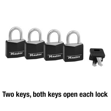 1-3/16in (30mm) Wide Covered Solid Body Padlock; 4-Pack