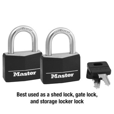 1-9/16in (40mm) Wide Covered Solid Body Padlock; 2-Pack
