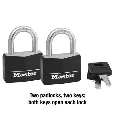 1-9/16in (40mm) Wide Covered Solid Body Padlock; 2-Pack