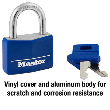 1-9/16in (40mm) Wide Covered Solid Body Padlock; Blue