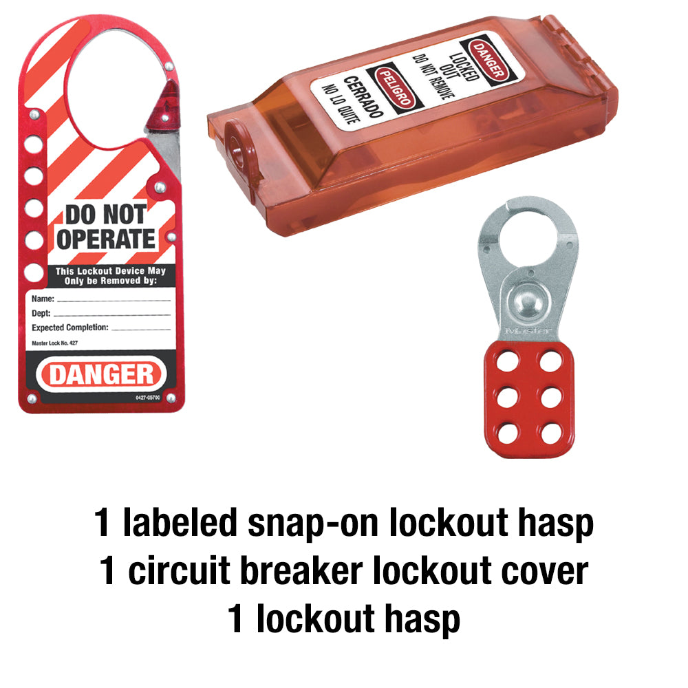 Lockout Toolbox with Standard Electrical Device Assortment and three Zenex™ Thermoplastic Padlocks