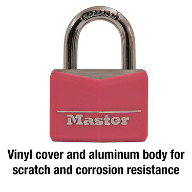 1-9/16in (40mm) Wide Covered Solid Body Padlock; Pink