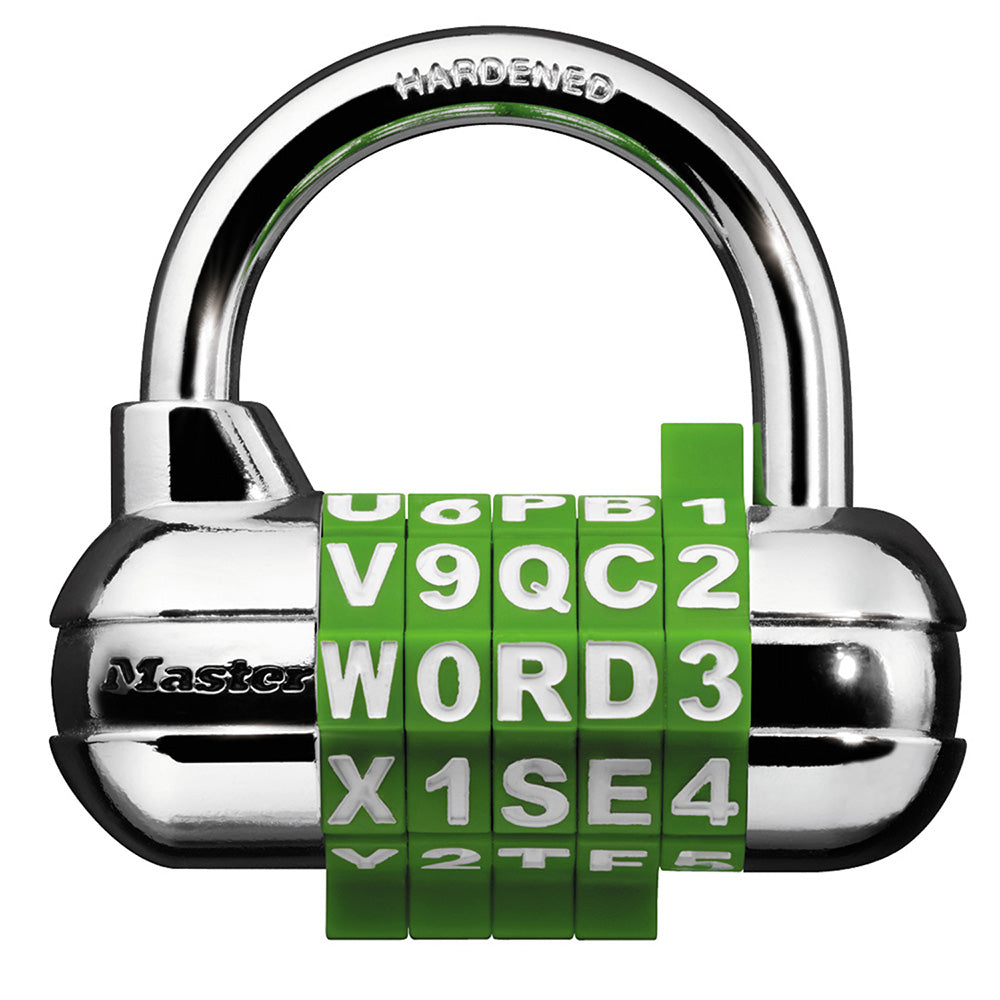 2-1/2in (64mm) Wide Set Your Own WORD Combination Padlock with Interchangeable, Removable Dials; Assorted Colors