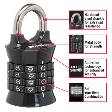 1-1/2in (38mm) Wide Set Your Own Combination Padlock; Assorted Colors