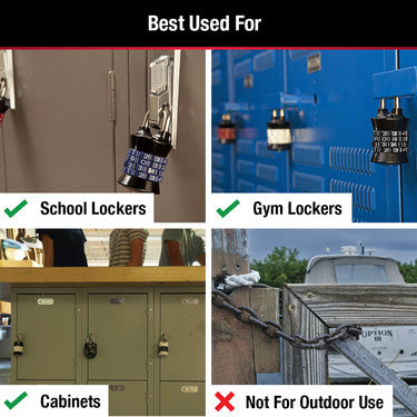1-1/2in (38mm) Wide Set Your Own Combination Padlock; Assorted Colors