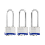 1-3/4in (44mm) Wide Laminated Steel Pin Tumbler Padlock with 2-1/2in (64mm) Shackle; 3-Pack