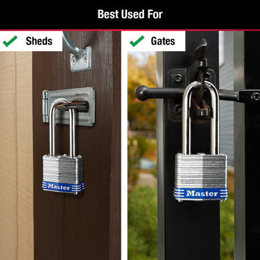 1-3/4in (44mm) Wide Laminated Steel Pin Tumbler Padlock with 2-1/2in (64mm) Shackle; 3-Pack