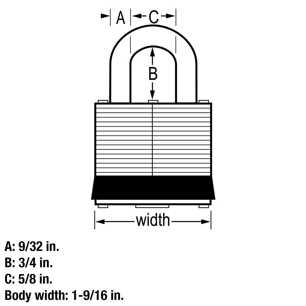 1-9/16in (40mm) Wide Laminated Steel Pin Tumbler Padlock; 4-Pack