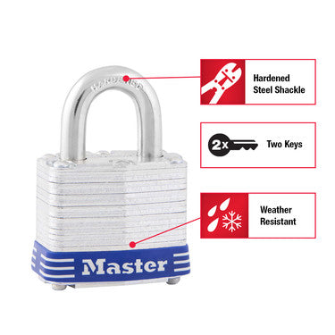 1-9/16in (40mm) Wide Laminated Steel Pin Tumbler Padlock