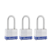 1-9/16in (40mm) Wide Laminated Steel Pin Tumbler Padlock with 1-1/2 (38mm) Shackle; 3-Pack