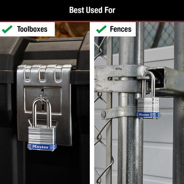 1-9/16in (40mm) Wide Laminated Steel Pin Tumbler Padlock with 1-1/2 (38mm) Shackle; 3-Pack