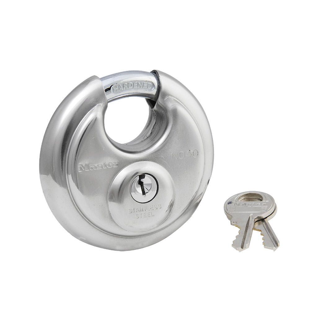 2-3/4in (70mm) Wide Stainless Steel Discus Padlock with Shrouded Shackle
