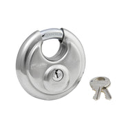 2-3/4in (70mm) Wide Stainless Steel Discus Padlock with Shrouded Shackle