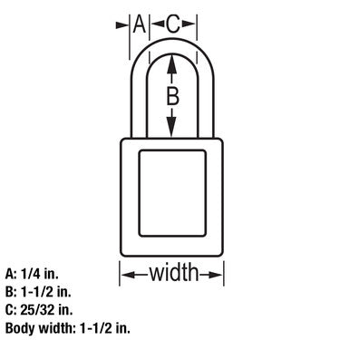 Red Zenex™ Thermoplastic Safety Padlock, 1-1/2in (38mm) Wide with 1-1/2in (38mm) Tall Shackle