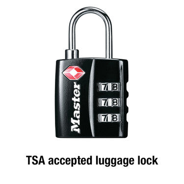 1-3/16in (30mm) Wide Set Your Own Combination TSA-Approved Luggage Lock; Black