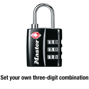 1-3/16in (30mm) Wide Set Your Own Combination TSA-Approved Luggage Lock; Black
