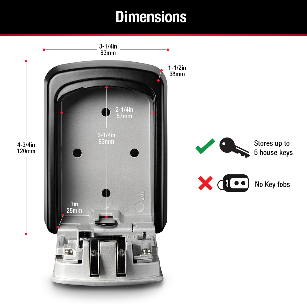 3-1/4in (83mm) Wide Set Your Own Combination Wall Lock Box