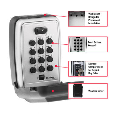 3-1/8in (79mm) Wide Set Your Own Combination Push Button Wall Mount Lock Box