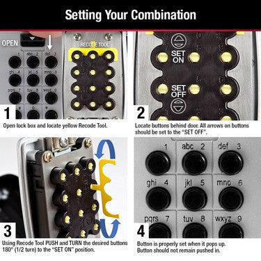3-1/8in (79mm) Wide Set Your Own Combination Push Button Wall Mount Lock Box