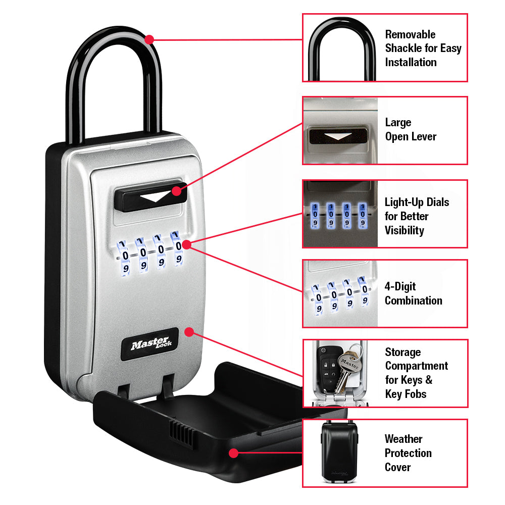 2-7/8in (72mm) Wide Set Your Own Combination Light Up Dial Portable Lock Box