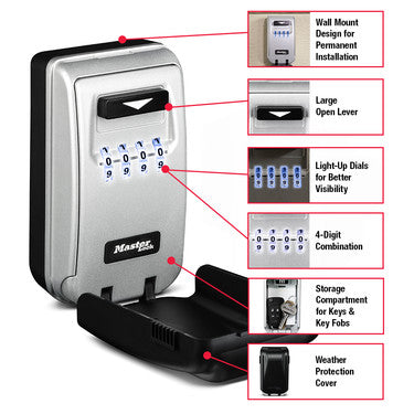 2-7/8in (72mm) Wide Set Your Own Combination Light Up Dial Wall Mount Lock Box