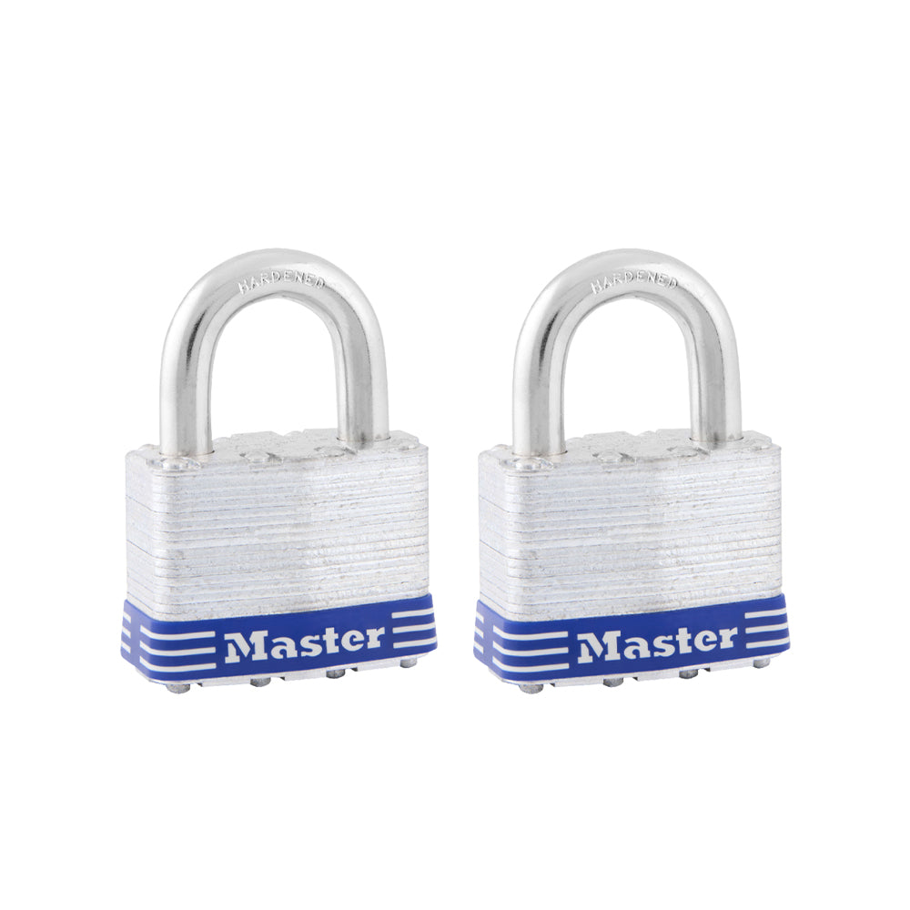 2in (51mm) Wide Laminated Steel Pin Tumbler Padlock; 2-Pack