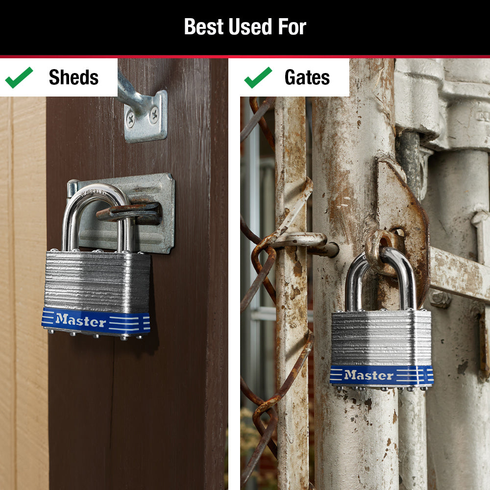 2in (51mm) Wide Laminated Steel Pin Tumbler Padlock; 2-Pack