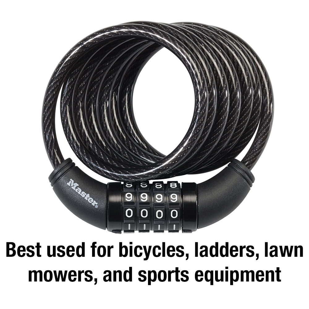 6ft (1.8m) Long x 5/16in (8mm) Diameter Set Your Own Combination Cable Lock