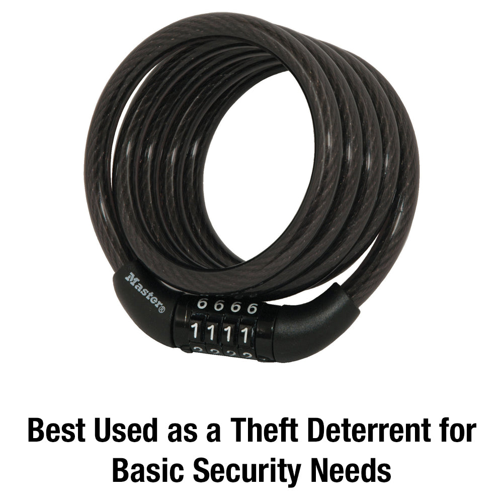4ft (1.2m) Long x 5/16in (8mm) Diameter Preset Combination Cable Lock