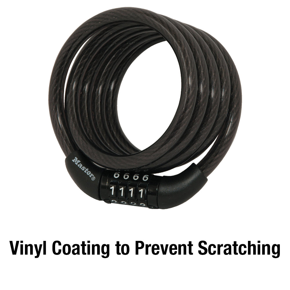 4ft (1.2m) Long x 5/16in (8mm) Diameter Preset Combination Cable Lock