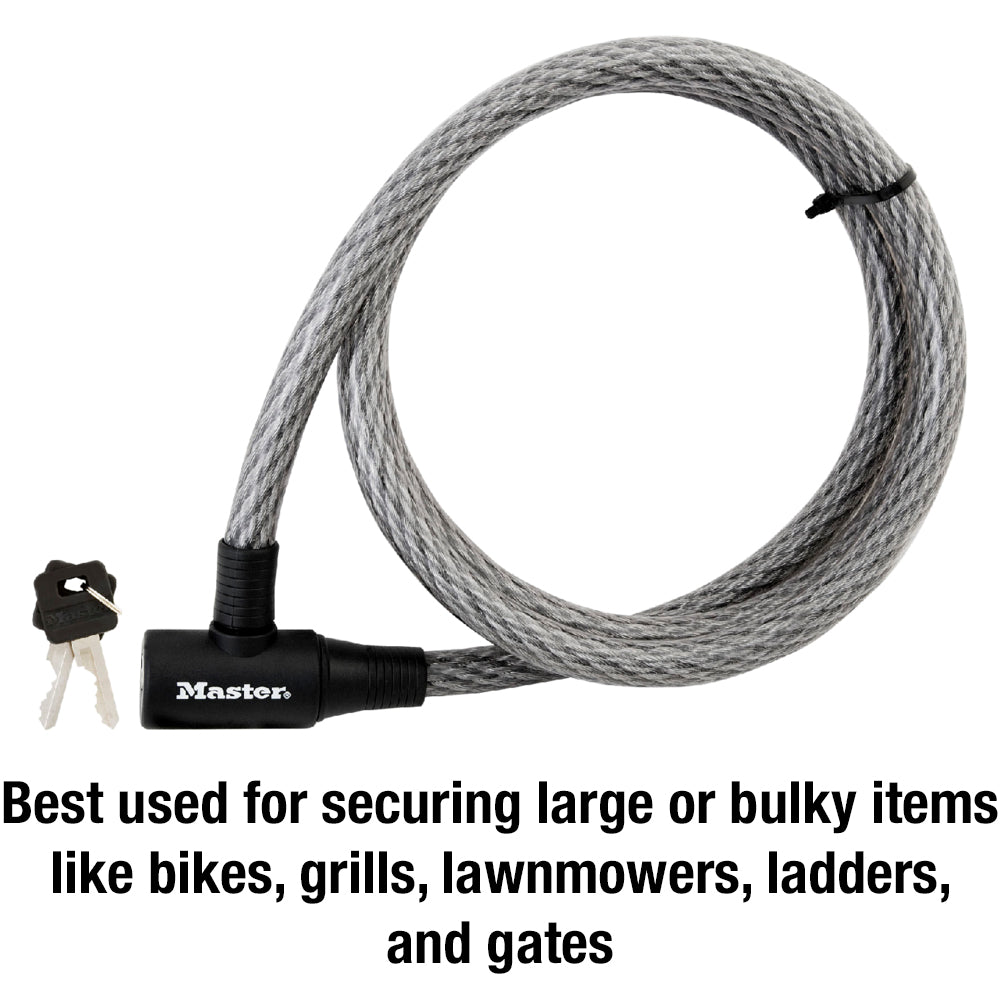 6ft (1.8m) Long x 5/8in (15mm) Diameter Keyed Cable Lock