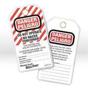 Lockout Tag, 5-3/4" x 3-1/8" Lock out/tag out Tags  English and Spanish
