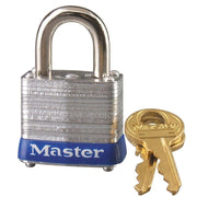 Master Lock Laminated Padlock, 1-1/8in (29mm), Wide Laminated Steel Pin Tumbler Padlock, Keyed Alike, Set of 3