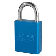 American Lock Aluminum Safety Padlock, Size: 1-1/2" x 1" Shackle, Keyed Different, Master Keyed 5-pin tumbler rekeyable cylinder, Material: Anodized Aluminum, Color: Blue, Master Key# 428M