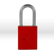 Master Lock Padlock, Keyed alike, 5 pin cylinder, Size: 1-1/2", Aluminum, Red